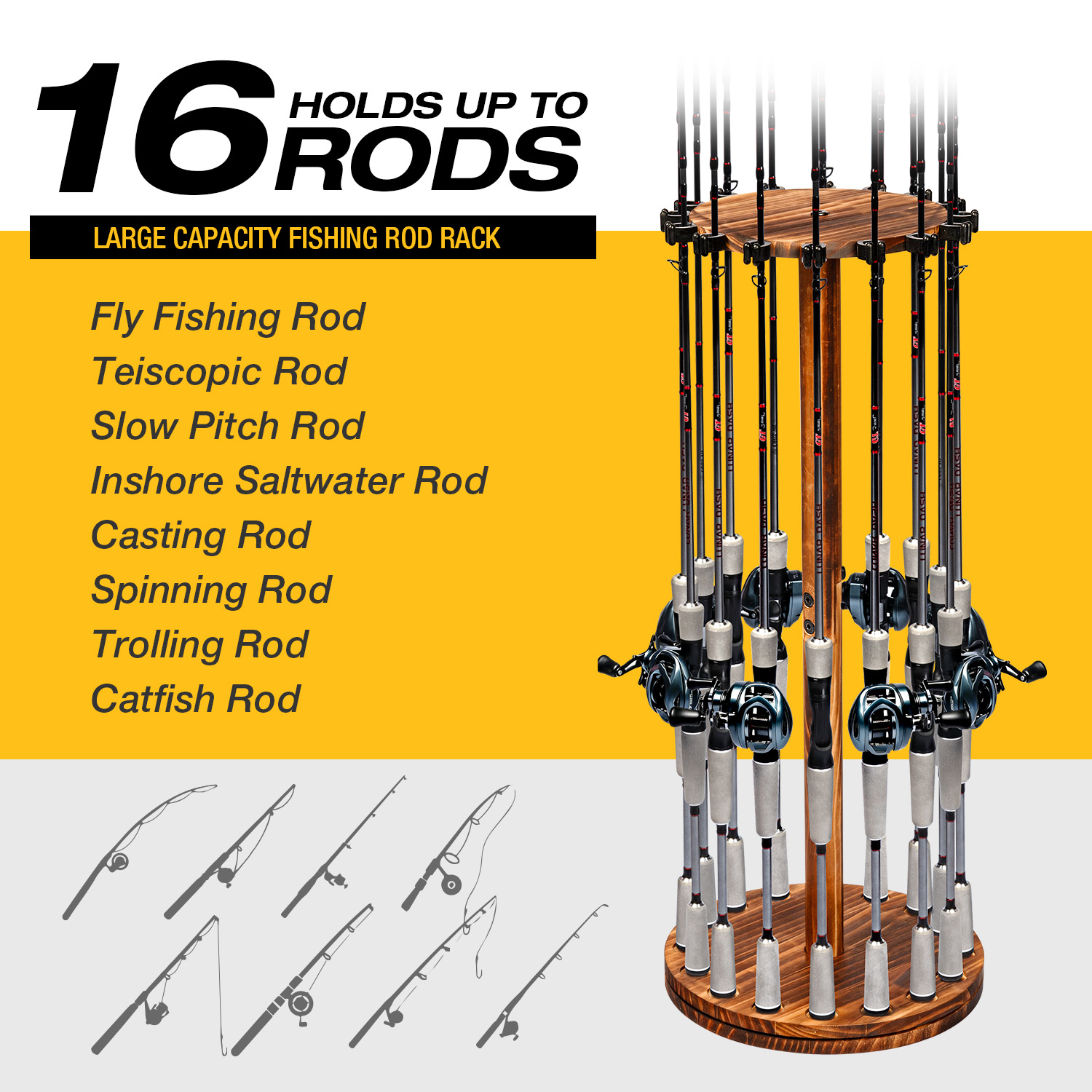 Ronde verkoold houten hengelho - Carbon Fishing Rod recensie en prijs